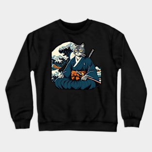 Vaporwave Samurai Cat Crewneck Sweatshirt